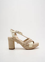 Sandale/pantofi decupați țesătură satinată toc de 7 la 9 cm bej KHRIO femme