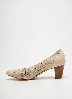 Pantofi cu toc toc pătrat toc de 4 la 6 cm bej QOO TUM femeie