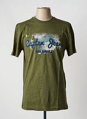 Tricou croială dreaptă mâneci scurte verde CAPTEN bărbat