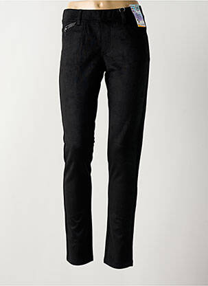 Jegging țesătură suedină talie înaltă negru QUATRE VINGT JOURS femeie
