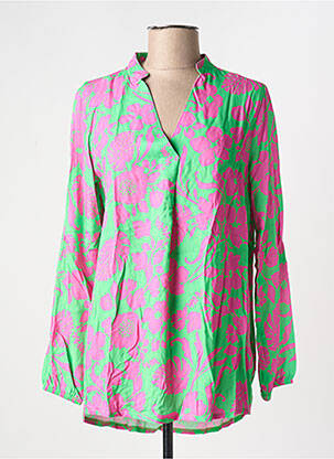 Bluză țesătură poplin mâneci lungi verde JOY OF LIFE femeie