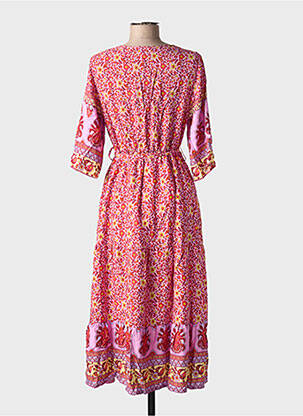 Rochie lungă mâneci scurte mâneci scurte roz NARA femeie
