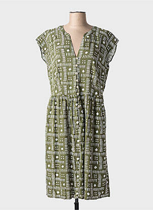 Rochie midi imprimeu fantezie mâneci scurte verde TINTA femeie