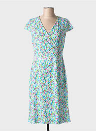 Rochie midi imprimeu fantezie mâneci scurte albastru TELMAIL femme