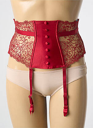 Corset/jartieră efect material satinat roșu KARL LAGERFELD X AUBADE femeie