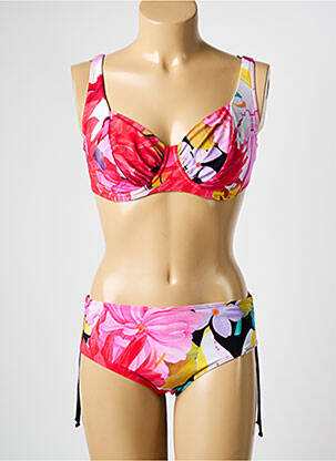 Costum de baie din două piese elasticitate sutien cupe întregi cu decolteu înalt roșu SUNFLAIR femeie