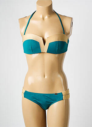 Costum de baie din două piese elasticitate top sutien modelat verde PLAGE DU SUD femeie
