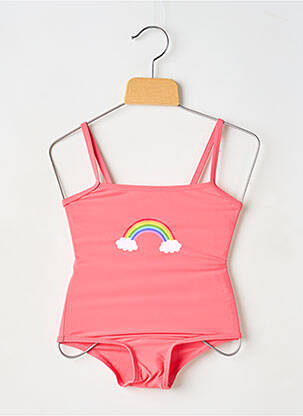 Costum de baie dintr-o singură piesă elasticitate roz LAGON BLEU fată