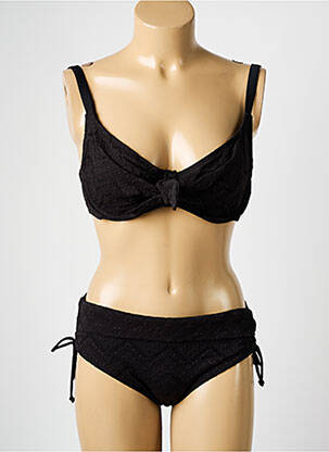 Costum de baie din două piese elasticitate sutien balconet cu decolteu înalt negru DAG ADOM femeie