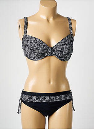 Costum de baie din două piese elasticitate sutien cupe întregi cu decolteu înalt negru SUN PROJECT femeie
