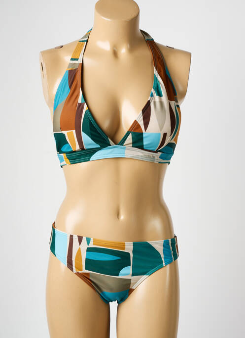 Costum de baie din două piese elasticitate sutien cu susținere înaltă și burete detașabil albastru LAGON BLEU femme