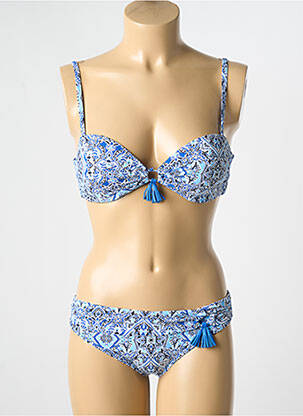 Costum de baie din două piese elasticitate top sutien push-up albastru DAG ADOM femeie
