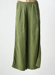 Pantalon larg țesătură crep talie înaltă verde KANOPE femme