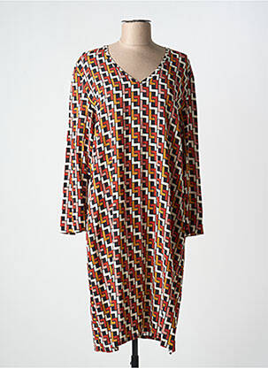 Rochie midi imprimeu fantezie mâneci lungi portocaliu LE PETIT BAIGNEUR femeie