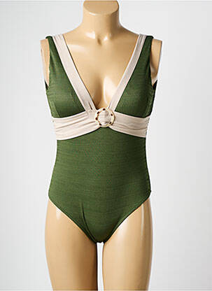 Costum de baie dintr-o singură piesă bretele elastice verde COCO SAINT TROPEZ femeie