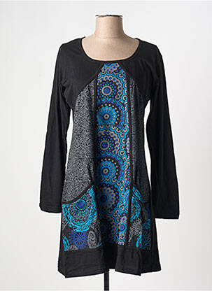 Rochie scurtă mâneci lungi mâneci lungi negru COTON DU MONDE femeie