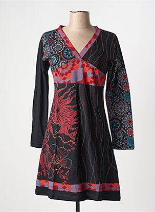 Rochie scurtă mâneci lungi mâneci lungi negru COTON DU MONDE femeie
