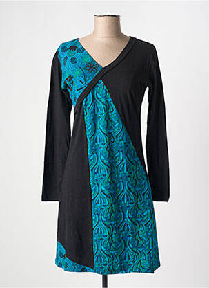 Rochie scurtă mâneci lungi mâneci lungi albastru COTON DU MONDE femeie