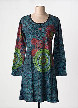 Rochie scurtă mâneci lungi mâneci lungi albastru COTON DU MONDE femeie