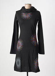Rochie midi mâneci lungi mâneci lungi negru COTON DU MONDE femeie