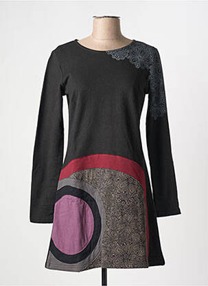 Rochie scurtă mâneci lungi mâneci lungi negru COTON DU MONDE femeie