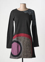 Rochie scurtă mâneci lungi mâneci lungi negru COTON DU MONDE femeie