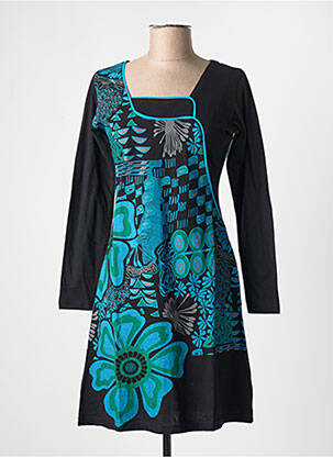 Rochie scurtă mâneci lungi mâneci lungi negru COTON DU MONDE femeie