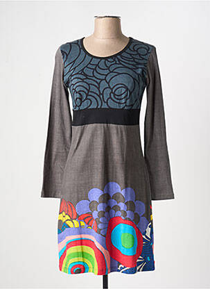 Rochie scurtă mâneci lungi mâneci lungi gri COTON DU MONDE femeie
