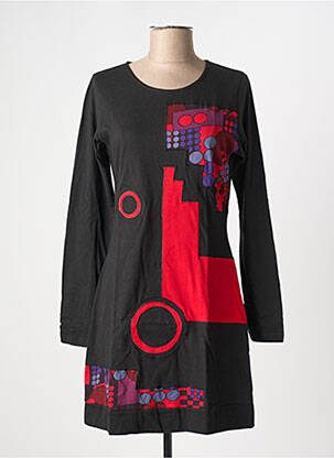 Rochie scurtă mâneci lungi mâneci lungi negru COTON DU MONDE femeie