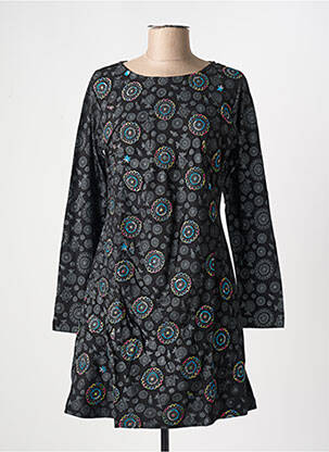 Rochie scurtă mâneci lungi mâneci lungi negru COTON DU MONDE femeie