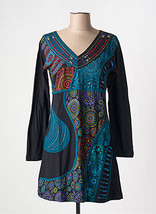 Rochie scurtă mâneci lungi mâneci lungi negru COTON DU MONDE femeie