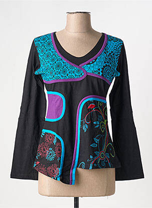 Tricou mâneci lungi mâneci lungi negru COTON DU MONDE femeie