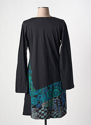 Rochie midi imprimeu fantezie mâneci lungi negru COTON DU MONDE femeie
