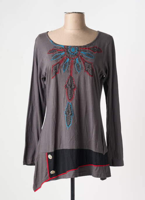 Tunică mâneci lungi gri COTON DU MONDE femeie