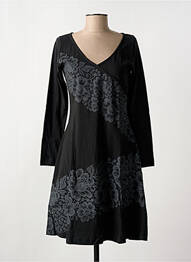 Rochie midi imprimeu fantezie mâneci lungi negru COTON DU MONDE femeie