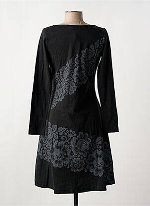 Rochie midi imprimeu fantezie mâneci lungi negru COTON DU MONDE femeie