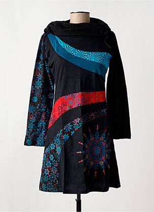 Rochie scurtă mâneci lungi mâneci lungi negru COTON DU MONDE femeie