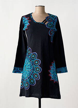 Rochie scurtă mâneci lungi mâneci lungi negru COTON DU MONDE femeie