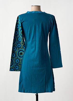 Rochie scurtă mâneci lungi mâneci lungi albastru COTON DU MONDE femeie