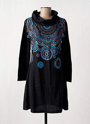 Rochie scurtă mâneci lungi mâneci lungi negru COTON DU MONDE femeie