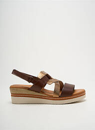 Sandale/pantofi decupați material neted toc de 4 la 6 cm maro EVA FRUTOS femme