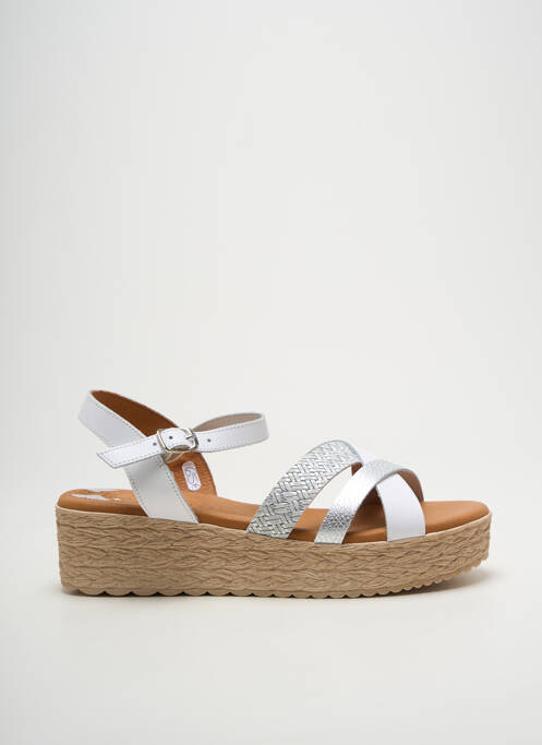 Sandale/pantofi decupați material neted toc de 4 la 6 cm alb EVA FRUTOS femme