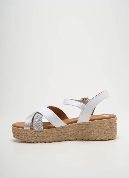 Sandale/pantofi decupați material neted toc de 4 la 6 cm alb EVA FRUTOS femme