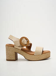 Sandale/pantofi decupați semi compensat toc de 7 la 9 cm bej EVA FRUTOS femme