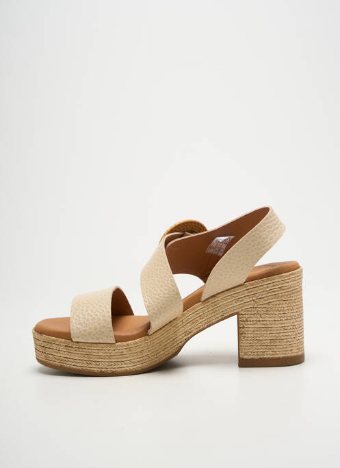 Sandale/pantofi decupați semi compensat toc de 7 la 9 cm bej EVA FRUTOS femme