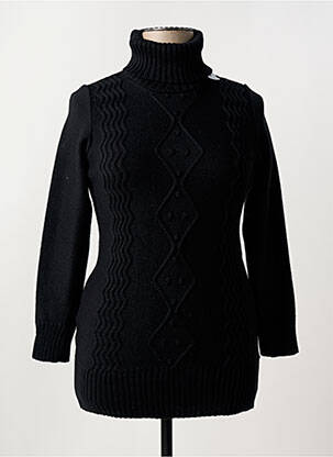 Pulover cu guler înalt elasticitate mâneci lungi negru DUGER femeie