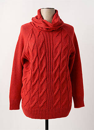 Pulover cu guler înalt tricot împletit mâneci lungi portocalie DUGER femeie