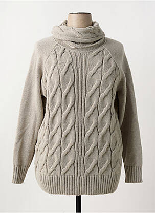 Pulover cu guler înalt tricot împletit mâneci lungi gri DUGER femeie