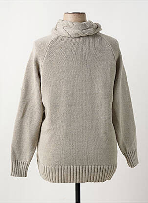 Pulover cu guler înalt tricot împletit mâneci lungi gri DUGER femeie