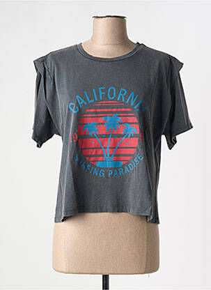 Tricou croială dreaptă mâneci scurte gri PIECES femeie